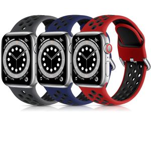 Kit 3 Pulseiras Esportivas Para Apple Watch 38-49mm (azul-preto-vermelho)