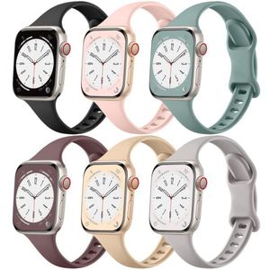 6 Pulseiras Slim Silicone Compatíveis C- Apple Watch 38mm-49mm
