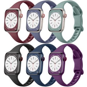 6 Pulseiras Slim Silicone P- Apple Watch 38mm-49mm