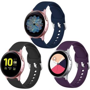 3 Pulseiras De Silicone 20mm Para Samsung Galaxy Watch G (azul Marinho-preta-roxo)