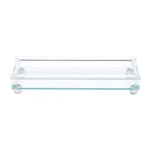 Bandeja Decorativa Com Pé + Lateral Vidro Tubular 33cm X 20cm
