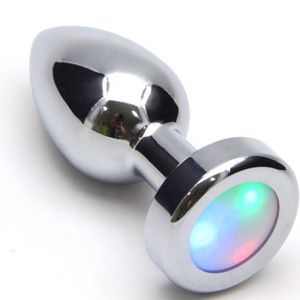 Plug Anal De Metal 7,2cm Com Luz De Led - Lovetoys - Prata