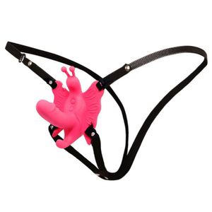 Cinta Com Estimulador E Plug Vaginal - Ultra Passionate Harness Butterfly - Magenta, Regulável