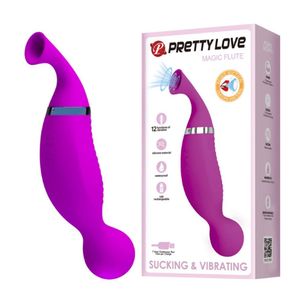 Vibrador E Sugador Recarregável Com 12 Modos De Vibrações Magic Flute - Pretty Love - Roxo, Unico
