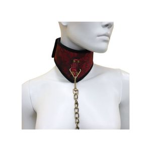 Coleira Preta E Vermelha Com Guia Corrente Em Ouro Velho - Lovetoys - Preto E Vermelho, Regulável