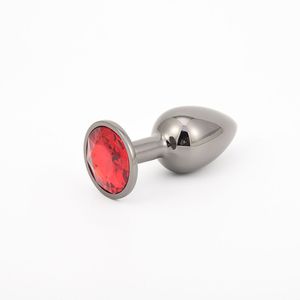 Plug Anal 8,3cm De Metal Grafite Com Pedra Vermelha - Lovetoys - Cinza Metalizado