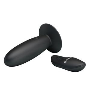 Plug Anal Recarregável Com 12 Modos De Vibração E Controle Remoto E Ventosa Pretty Love - Preto, Unico