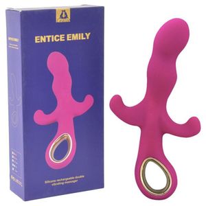 Vibrador De Luxo Recarregável Tripla Estimulação Com Puxador De Metal - Entice Emily - Magenta