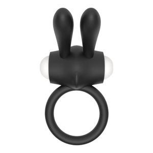 Anel Silicone Flexível Com Vibração Rabbit - Lovetoy - Preto