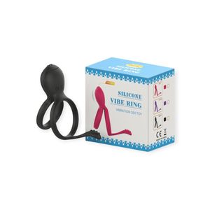 Anel Peniano Duplo Com Estimulador Clitoriano - Lovetoys - Preto