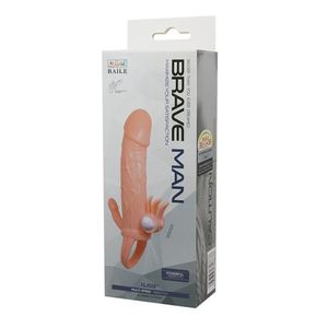 Capa Peniana Com Estimulador E Vibro - Brave Man - Bege