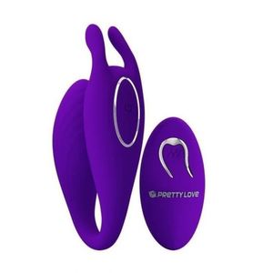 Vibrador De Casal Recarregável Com 12 Vibrações E Controle Remoto - Bill Pretty Love - Roxo