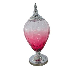 Vaso Potiche Vidro Rosa 47cm