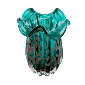 Vaso Murano Azul Rosé Altura 24.50cm X Diâmetro 18cm