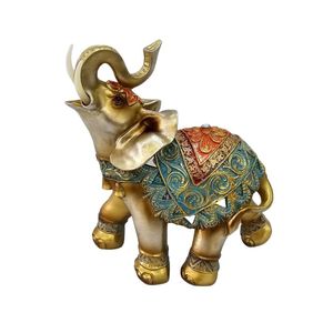 Elefante Decorativo Indiano Em Resina Altura 13 X Largura 6.5 X Comprimento 11.5cm Marrom Prata