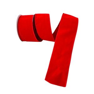 Fita Aramada De Veludo Vermelho Brilho Comprimento 9.14m