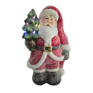 Papai Noel Cerâmica Com Iluminação De Led Altura 44cm