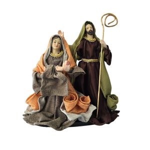 Sagrada Família Em Linho Poliéster E Resina 25cm