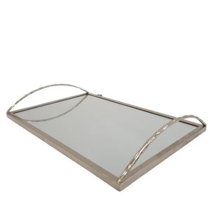 Bandeja Quadrada Em Metal Fundo Espelhado 30.50cm