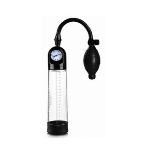 Bomba Peniana 21cm Manual Com Manômetro - Penis Pump - Transparente, Unico