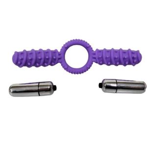 Anel Peniano Duplo Com 10 Vibrações - Clitoral Commander - Roxo
