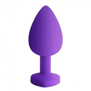 Plug Anal 8x3cm Em Silicone Com Base De Coração Roxo - Lovetoys - Lilás