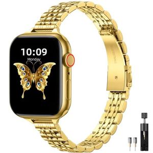 Pulseira Aço Inoxidável Slim Para Apple Watch dourado