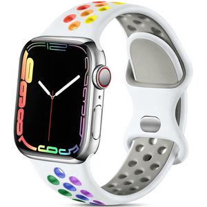 Erobo Pulseira Esportiva De Silicone Compatível Com Apple Watch branco-colorida