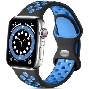 Pulseira De Silicone Respirável Para Apple Watch preto-azul