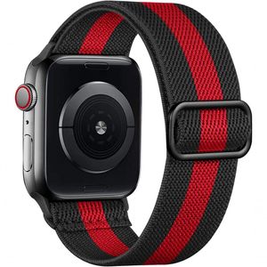 Pulseira Trançada De Nylon Apple Watch preto-vermelho