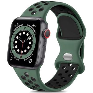 Pulseira De Silicone Respirável Para Apple Watch verde Pinho-preto