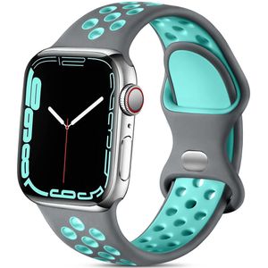 Pulseira De Silicone Respirável Para Apple Watch cinza-verde água