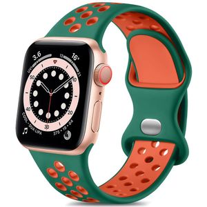 Pulseira Silicone Apple Watch verde Pinho-laranja