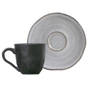 Jogo 6 Xícaras Café Com Pires Orgânico Concreto 120 Ml