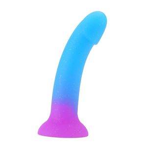 Penis 17x3,5cm Em Silicone Com Glitter Blue Sky Lovetoys Azul