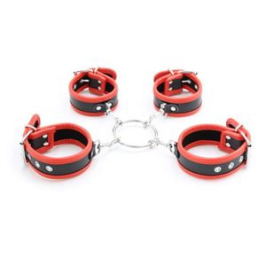 Kit Bondage Preto E Vermelho Com Algema E Tornozeleira Coleção Fetiche Lovetoys Preto E Vermelho