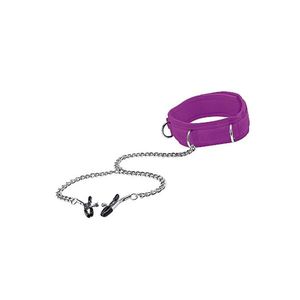 Coleira Velcro Com Prendedor De Mamilos Shot Roxo