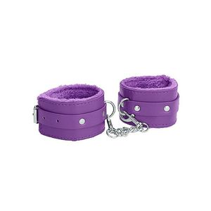 Tornozeleira De Plush E Couro Roxa Ouch Plush Leather Ankle Cuffs Purple Roxo