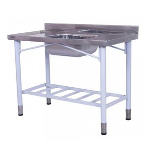 Mesa Tampo Inox 2,00mt Com Cuba 50x40x20cm Estrutura E Grade Pintada 554gr Benfati