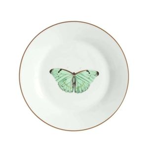 Prato Para Sobremesa Borboleta Porcelana Cerâmica 19cm Branco