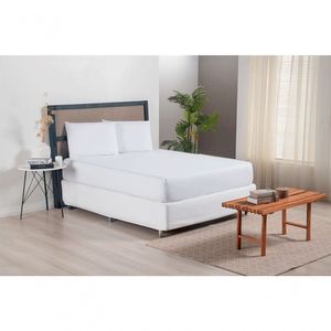 Jogo De Lençol Versatile Ponto Palito Simples 3 Peças Queen Micropercal branco
