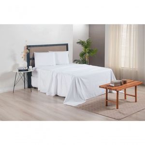 Jogo De Lençol Versatile Ponto Palito Completo 4 Peças King Micropercal branco