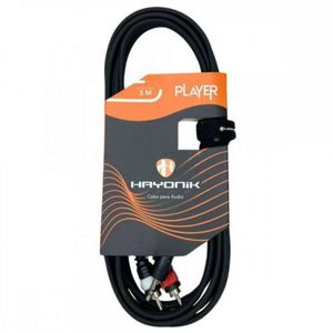 Cabo De áudio Player P2 X Rca 3m Preto Hayonik