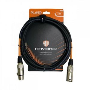 Cabo Para Microfone Player Xlr(f) X Xlr(m) 3m Preto Hayonik