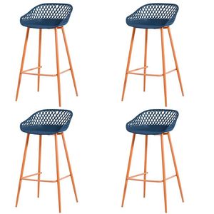 Kit 4 Banquetas Mônaco Clarice Média Fratini 86 Cm (altura) Em Polipropileno Azul Marinho Base Em Aço
