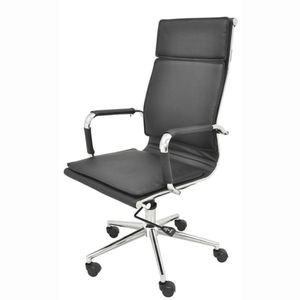 Cadeira Giratória Alta Valência Soft Rivatti Revestida Poliuretano Preto Base Rodizio Nylon Preto