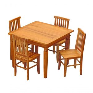 Conjunto Mesa De Jantar 1 X 1 M 4 Cadeiras Mineira Madeira Maciça
