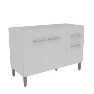 Balcão Pia Três Portas Para Cozinha Branco