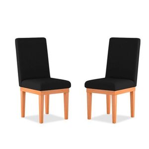 Kit 2 Cadeiras Para Sala De Jantar Em Madeira Tefi Preto
