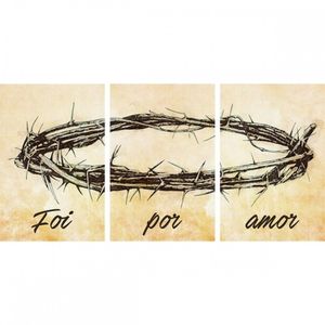 Quadro Decorativo Foi Por Amor Coroa De Espinhos Jesus 3 Telas